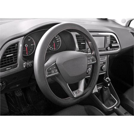 Elasticized Steering Wheel Cover   Black Red   35 37 cm