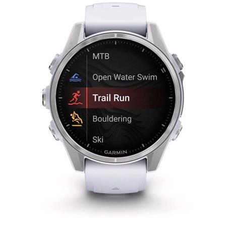 Garmin Fenix 8 Smartwatch 43mm AMOLED in Silver with Whitestone Silicone Strap