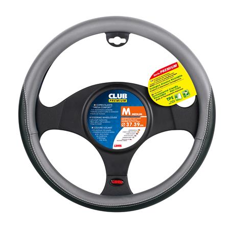 Club, TPE steering wheel cover   M   O 37 39 cm   Black Grey