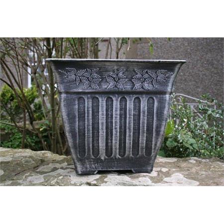 SQUARE  FLUTED ANTIQUE SILVER 13.78" HG 8017 C