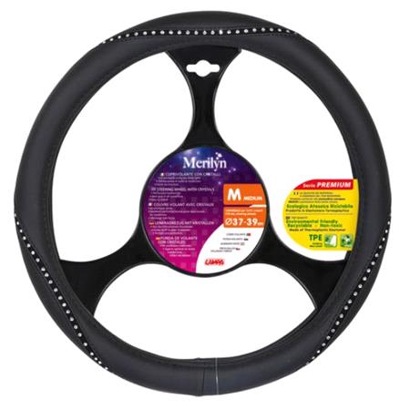 Merilyn, TPE steering wheel cover with crystals   M   O 37 39 cm   Clear