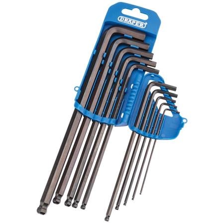 Draper 33719 Extra Long Metric Hexagon and Ball End Hexagon Key Set (10 Piece)