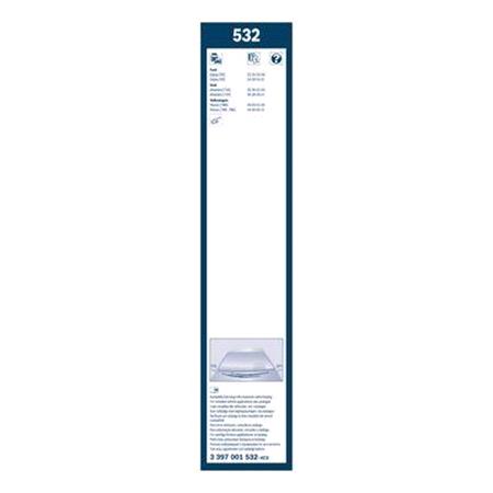 BOSCH 532A Superplus Wiper Blade Front Set (700 / 700mm   Hook Type Arm Connection) for Volkswagen SHARAN, 1995 2000