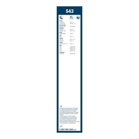 BOSCH 543 Superplus Wiper Blade Front Set (600 / 530mm   Hook Type Arm Connection) for Mercedes SPRINTER 3 t Flatbed Chassis, 1995 2006