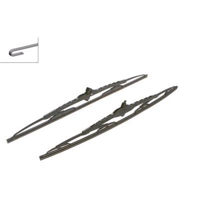 BOSCH 682 Superplus Wiper Blade Front Set (550 / 530mm   Hook Type Arm Connection) for Lancia LYBRA SW, 1999 2005