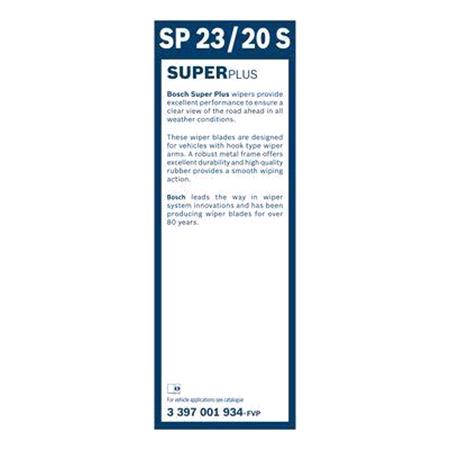 3397001934 Bosch SP23   20S Superplus Spoiler Front Wiper Blades Twin Pack Set 575mm   500mm