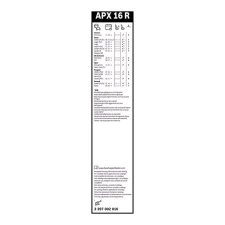 Bosch APX16R AeroTwin Plus Passenger Side Flat Wiper Blade (400mm) for Peugeot 5008 II 2016 to 2024