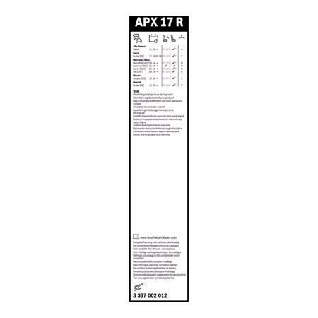 Bosch APX17R AeroTwin Plus Flat Wiper Blade (425mm) for Renault DUSTER 2016 to 2018