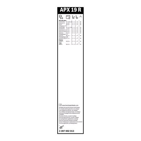 Bosch APX19R AeroTwin Plus Flat Wiper Blade (475mm) for Mercedes CLA Shooting Brake 2019 Onwards