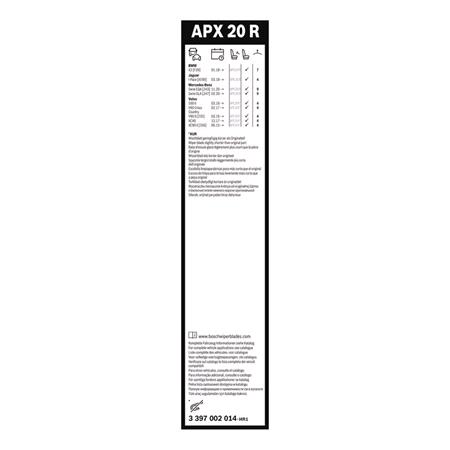 Bosch APX20R AeroTwin Plus Passenger Side Flat Wiper Blade (500mm) for Tesla MODEL S 2021 Onwards