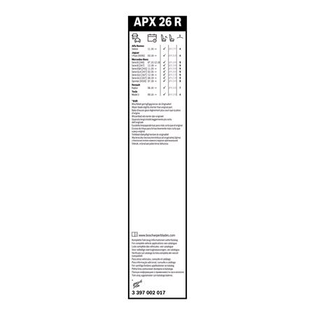 Bosch APX26R AeroTwin Plus Flat Wiper Blade (650mm) for Mercedes SPRINTER 4 t Box 2018 Onwards
