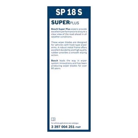BOSCH SP18S Superplus Wiper Blade (450 mm) with Spoiler for Opel MANTA B, 1975 1988