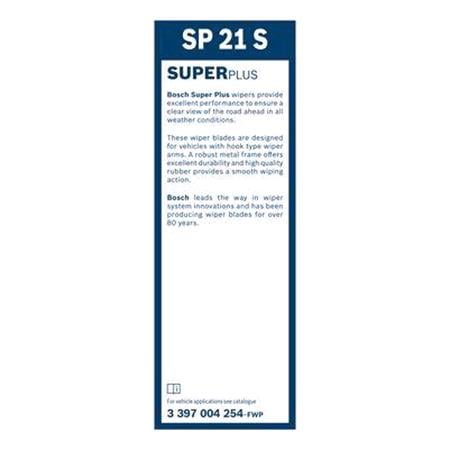 BOSCH SP21S Superplus Wiper Blade (530 mm) with Spoiler for Kia MENTOR Saloon, 1993 1997