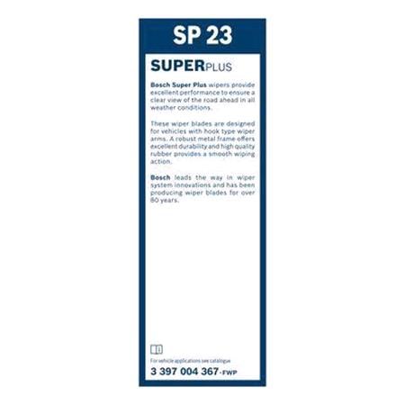 BOSCH SP23 Superplus Wiper Blade (575mm   Hook Type Arm Connection) for Cadillac BLS, 2006 2010