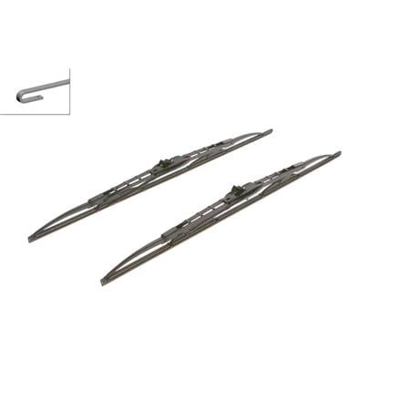 BOSCH 405A Superplus Wiper Blade Front Set (550 / 550mm   Hook Type Arm Connection with Integrated Sprayers) for Peugeot 405 Mk II Estate, 1992 1996