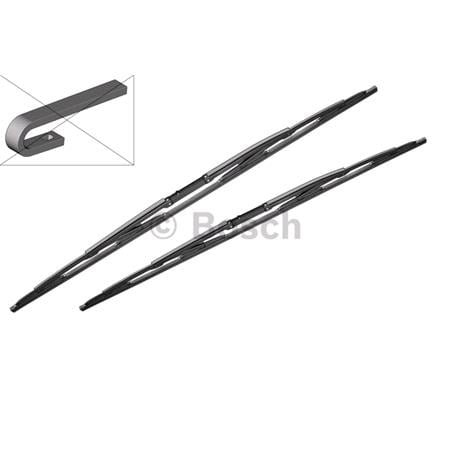 BOSCH 807A Superplus Wiper Blade Front Set (530 / 530mm   Hook Type Arm Connection) for Landrover DISCOVERY Mk II, 1994 2004