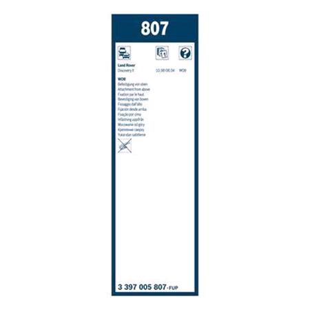 BOSCH 807A Superplus Wiper Blade Front Set (530 / 530mm   Hook Type Arm Connection) for Landrover DISCOVERY Mk II, 1994 2004