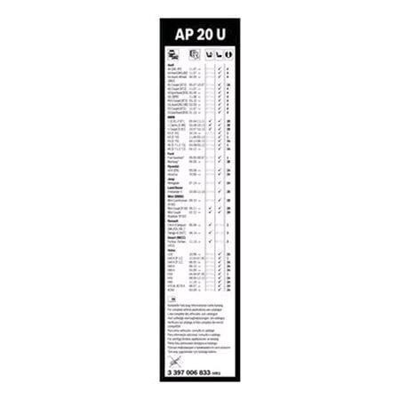 BOSCH AP20U Aerotwin Plus Flat Wiper Blade (500mm   Fits Multiple Wiper Arms) for Audi A4, 2015 Onwards
