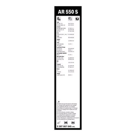 BOSCH AR550S Aerotwin Flat Wiper Blade Front Set (550 / 530mm   Hook Type Arm Connection) for Peugeot BOXER Bus, 1994 2002