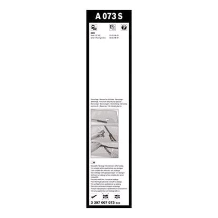 BOSCH A073S Aerotwin Flat Wiper Blade Front Set (600 / 475mm   Side Pin Arm Connection) for Alpina B3, 2007 2013