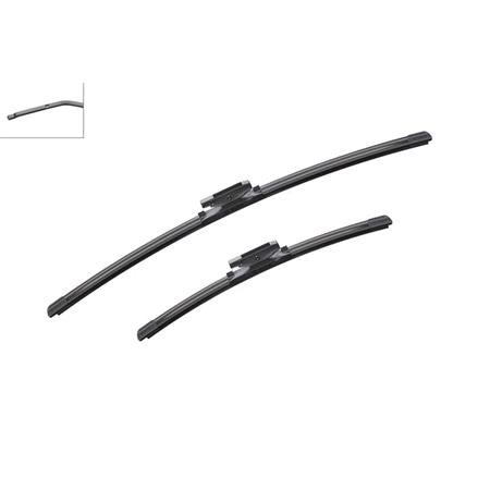 BOSCH A118S Aerotwin Flat Wiper Blade Front Set (600 / 400mm   Bayonet Arm Connection) for Citroen DS3, 2010 Onwards
