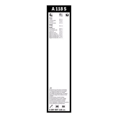 BOSCH A118S Aerotwin Flat Wiper Blade Front Set (600 / 400mm   Bayonet Arm Connection) for Citroen C ELYSEE, 2012 Onwards