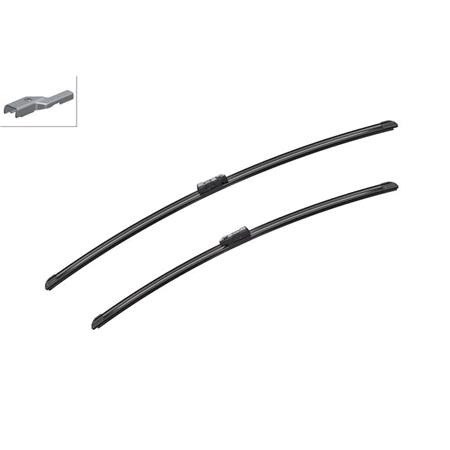 BOSCH A120S Aerotwin Flat Wiper Blade Front Set (750 / 650mm   Top Lock Arm Connection) for Citroen C4, 2009 2020
