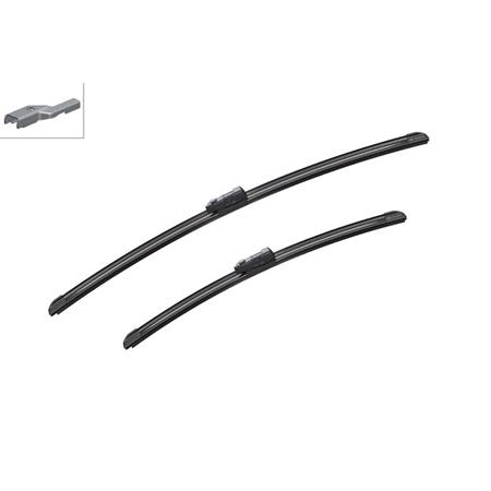 BOSCH A188S Aerotwin Flat Wiper Blade Front Set (600 / 450mm   Top Lock Arm Connection) for Volkswagen CADDY IV Box, 2015 Onwards