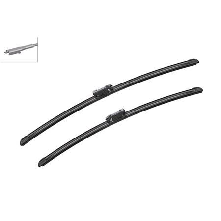 BOSCH A294S Aerotwin Flat Wiper Blade Front Set (600 / 550mm Pinch Tab Arm Connector) for Smart FORTWO Coupe, 2007 2014