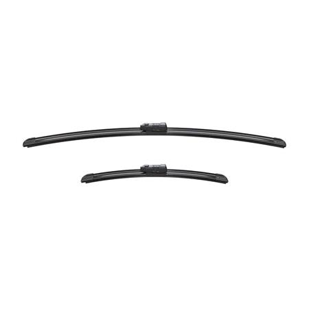 BOSCH A300S Aerotwin Flat Wiper Blade Front Set (600 / 340mm   Top Lock Arm Connection) for Nissan PULSAR, 2012 Onwards