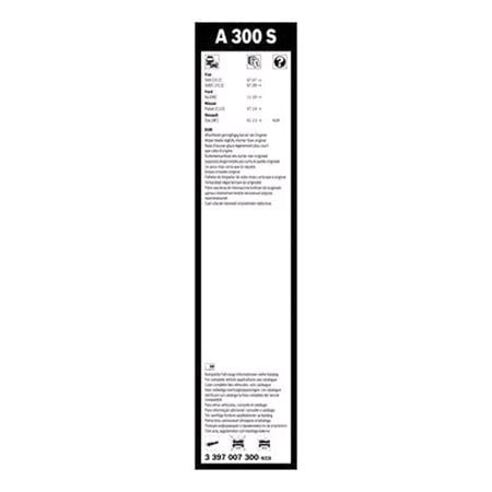 BOSCH A300S Aerotwin Flat Wiper Blade Front Set (600 / 340mm   Top Lock Arm Connection) for Fiat 500e 2020 Onwards