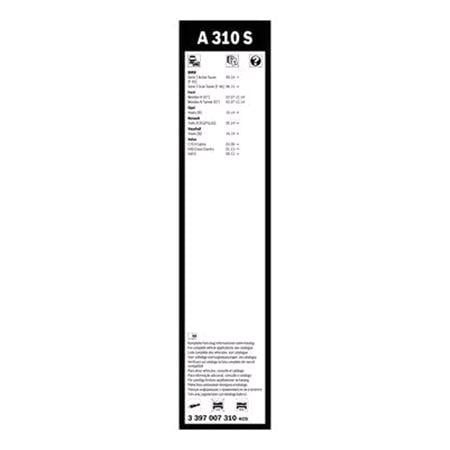 BOSCH A310S Aerotwin Flat Wiper Blade Front Set (650 / 475mm   Top Lock Arm Connection) for Volvo V40 Hatchback, 2012 Onwards