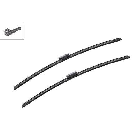 BOSCH A348S Aerotwin Flat Wiper Blade Front Set (700 / 700mm   Side Pin Arm Connection) for Peugeot 407 Coupe, 2005 2010