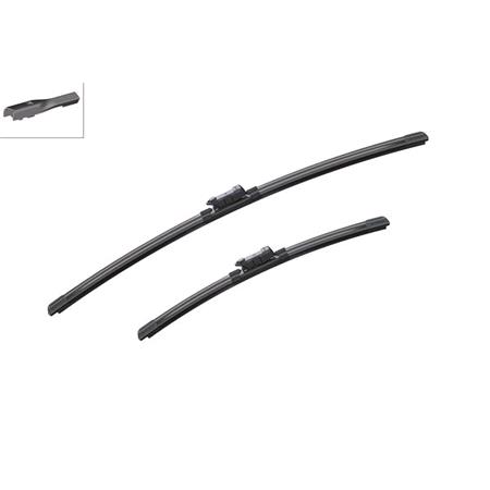 BOSCH A556S Aerotwin Flat Wiper Blade Front Set (600 / 400mm   Slim Top Arm Connection) for Audi A1 Sportback 5 Door, 2011 2018