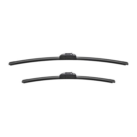 BOSCH AR608S Aerotwin Flat Wiper Blade Front Set (600 / 475mm   Hook Type Arm Connection with Integrated Sprayers) for Jaguar XJ, 2003 2009