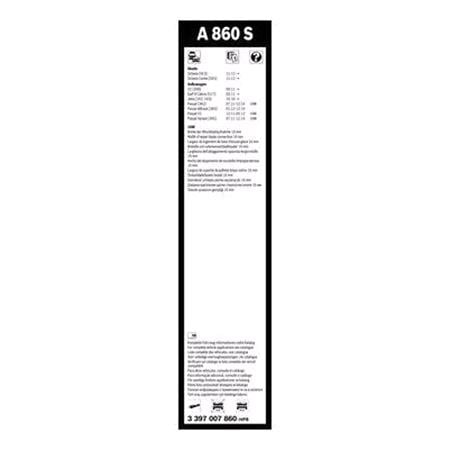 BOSCH A860S Aerotwin Flat Wiper Blade Front Set (600 / 475mm   Slim Top Arm Connection) for Skoda OCTAVIA IV, 2020 Onwards
