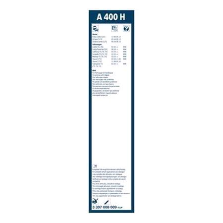 BOSCH A400H Rear Aerotwin Flat Wiper Blade (400mm   Slider Type Arm Connection) for Volkswagen CADDY III Life and Maxi, 2004 2015