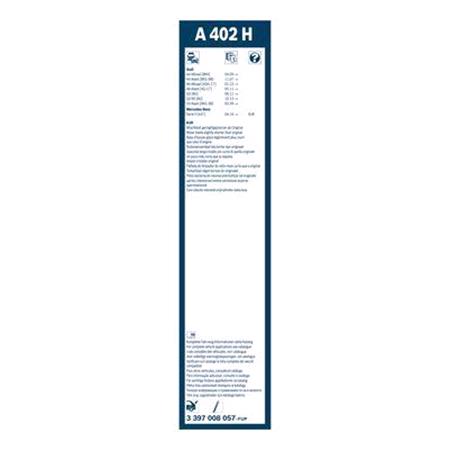 BOSCH A402H Rear Aerotwin Flat Wiper Blade (400mm   Slider Type Arm Connection) for Audi A6 Avant, 2018 Onwards