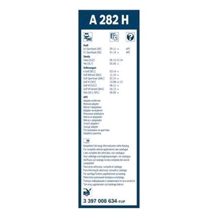 BOSCH A282H Rear Aerotwin Flat Wiper Blade (280mm   Top Lock Arm Connection) for BMW 2 Gran Tourer Van, 2014 Onwards