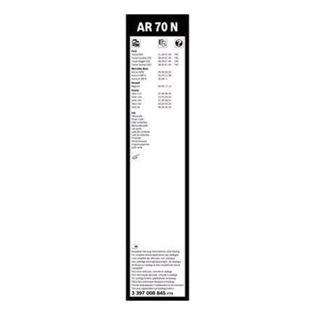 BOSCH AR70N Aerotwin Flat Wiper Blade (700mm   Hook Type Arm Connection) for Mitsubishi i, 2006 2013