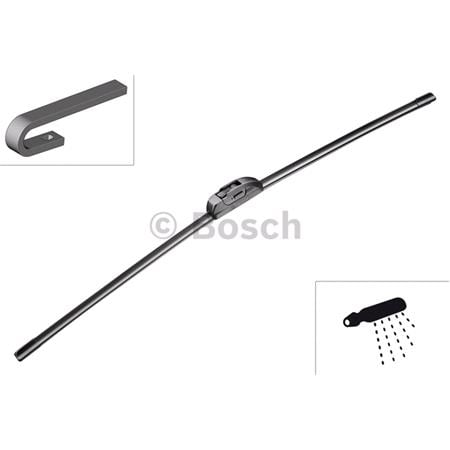 BOSCH AR61N Aerotwin Flat Wiper Blade (600mm   Hook Type Arm Connection with Integrated Sprayers) for Opel MOVANO Flatbed / Chassis, 1998 2010
