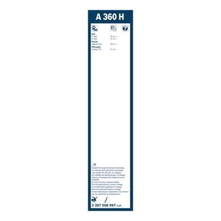 BOSCH A360H Rear Aerotwin Flat Wiper Blade (380mm   Slider Type Arm Connection) for Audi A4 Allroad, 2016 Onwards