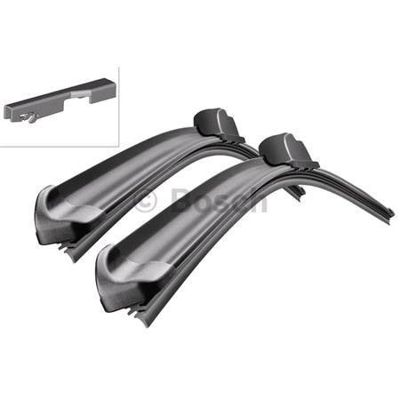 BOSCH A017S Aerotwin Flat Wiper Blade Front Set (555 / 555mm   Claw Type Arm Connection) for Audi A6, 2004 2011