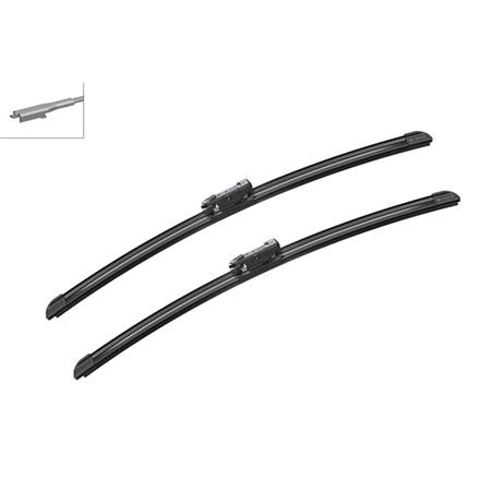 BOSCH A208S Aerotwin Flat Wiper Blade Front Set (500 / 500mm   Pinch Tab Arm Connection) for BMW 1 Series Coupe, 2007 2013