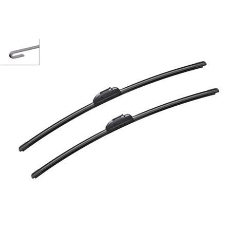 BOSCH AR609S Aerotwin Flat Wiper Blade Front Set (600 / 600mm   Hook Type Arm Connection with Integrated Sprayers) for Renault Trucks MESSENGER Flatbed / Chassis, 1990 1999