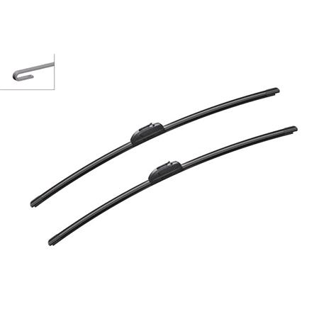 BOSCH AR657S Aerotwin Flat Wiper Blade Front Set (650 / 650mm   Hook Type Arm Connection with Integrated Sprayers) for Lancia PHEDRA, 2002 2010
