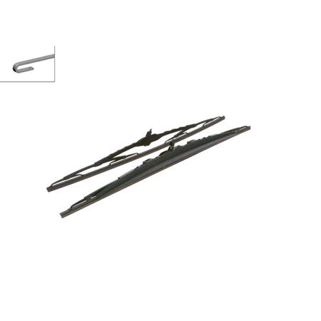 BOSCH 610S Superplus Wiper Blade Front Set (600 / 575mm   Hook Type Arm Connection) with Spoiler for Volkswagen TRANSPORTER Mk V Flatbed Chassis, 2003 2015