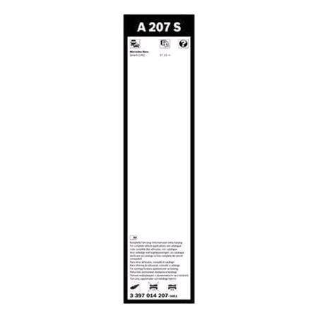 BOSCH A207S Aerotwin Flat Wiper Blade Front Set (650 / 475mm   Mercedes Specific Type Arm Connection) for Mercedes B CLASS, 2018 Onwards