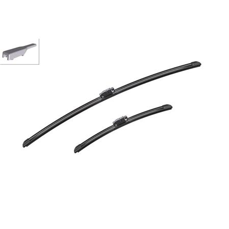 BOSCH A261S Aerotwin Flat Wiper Blade Front Set (650 / 360mm   Specific Type Arm Connection) for Renault CAPTUR, 2016 2019