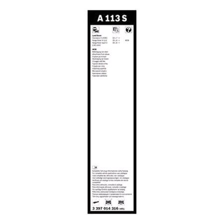 BOSCH A113S Aerotwin Flat Wiper Blade Front Set (600 / 500mm   Top Lock Arm Connection) for Landrover RANGE ROVER IV, 2012 Onwards
